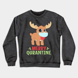 Merry Quarantine Christmas 2020 Vintage Deer Mask Crewneck Sweatshirt